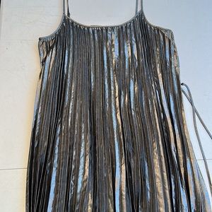 Size 12 Silver Pleated Dress by Banana Republic